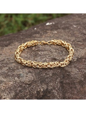 Ensemble Chaîne et Bracelet Byzantin Doré – Acier Inoxydable 304 PVD