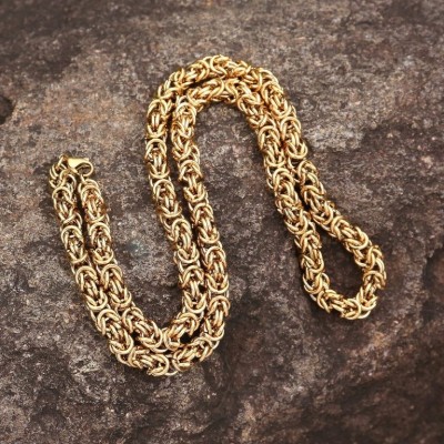 Ensemble Chaîne et Bracelet Byzantin Doré – Acier Inoxydable 304 PVD