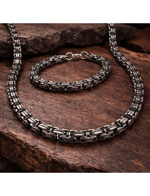 Ensemble Chaîne et Bracelet King Chain Antique – Acier Inoxydable 304 PVD