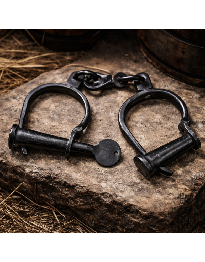 Menottes en Fer Forgé – Finition Antique Noire – Style Médiéval