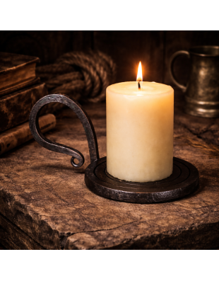 Bougeoir Médiéval en Fer Forgé – Fabrication Artisanale – 10 × 8 cm