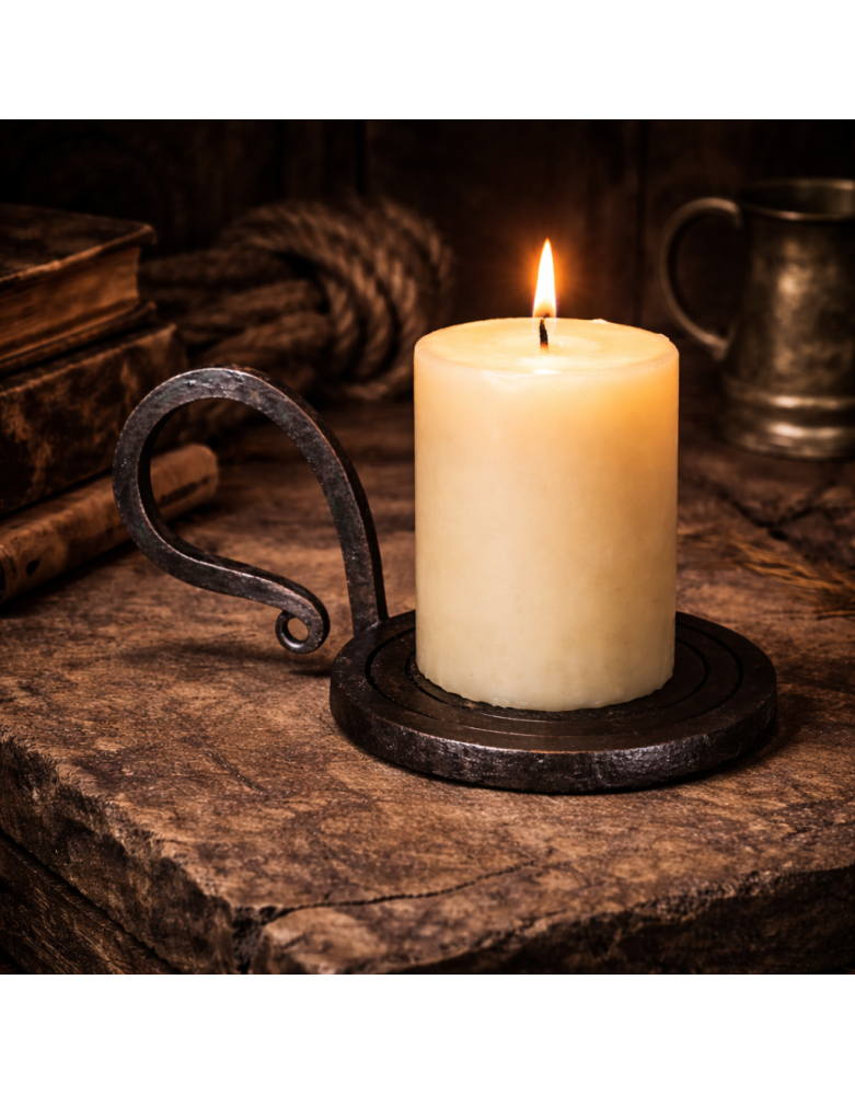 Bougeoir Médiéval en Fer Forgé – Fabrication Artisanale – 10 × 8 cm