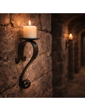 Bougeoir Mural Médiéval en Fer Forgé – Fabrication Artisanale – 20 × 8 cm