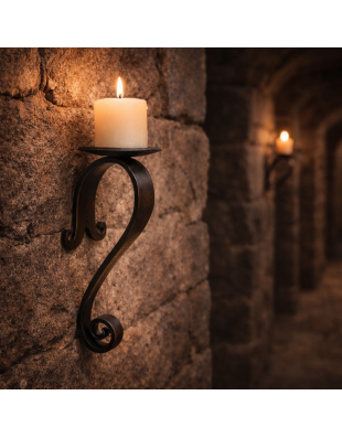 Bougeoir Mural Médiéval en Fer Forgé – Fabrication Artisanale – 20 × 8 cm
