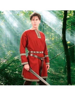 Tunique Viking en Laine rouge – Costume Médiéval Nordique