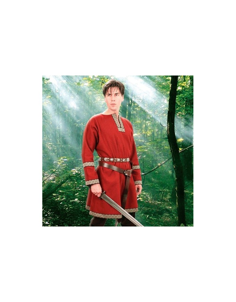 Tunique Viking en Laine rouge – Costume Médiéval Nordique