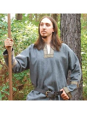 Tunique Viking en Laine grise – Costume Médiéval Nordique