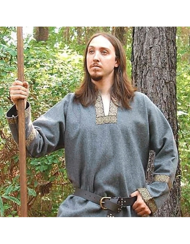 Tunique Viking en Laine grise – Costume Médiéval Nordique