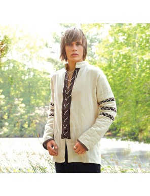 Gambeson médiéval nordique en coton crème