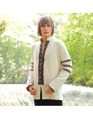 Gambeson médiéval nordique en coton crème