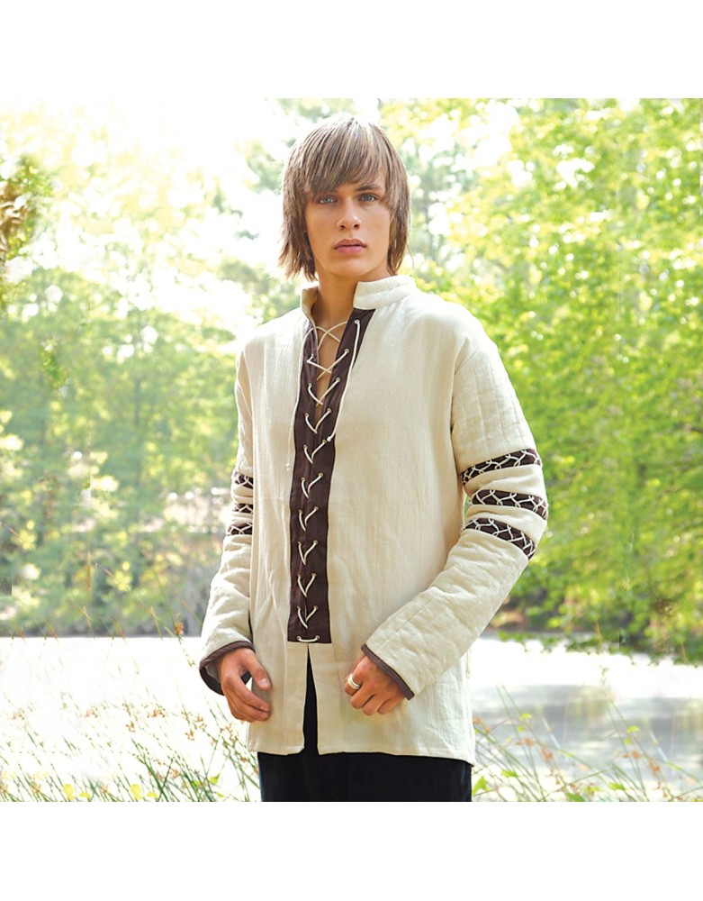 Gambeson médiéval nordique en coton crème