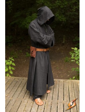 Manteau médiéval Benedict à capuche Mixte NOIR