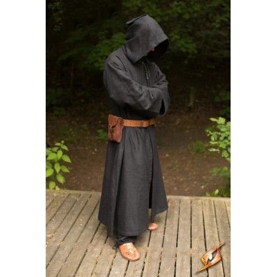 Manteau médiéval Benedict à capuche Mixte NOIR