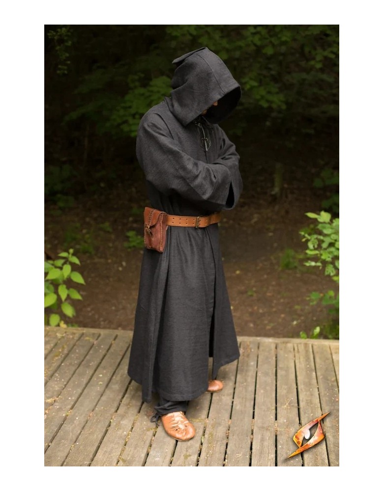 Manteau médiéval Benedict à capuche Mixte NOIR