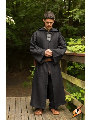 Manteau médiéval Benedict à capuche NOIR