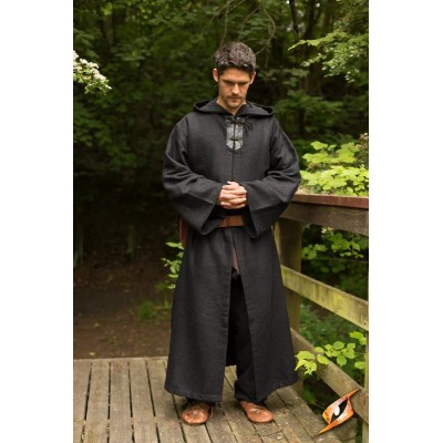 Manteau médiéval Benedict à capuche NOIR