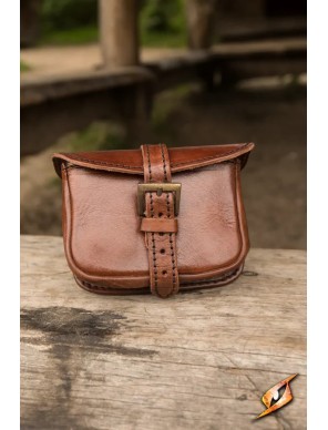 Sacoche médiévale Warrior Petit en cuir marron