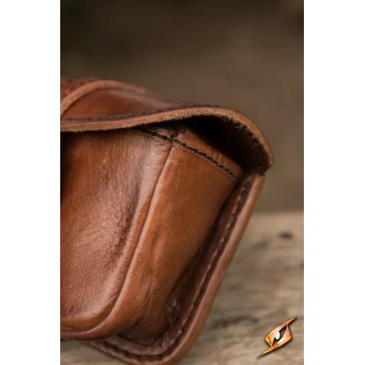 Sacoche médiévale Warrior Petit en cuir marron