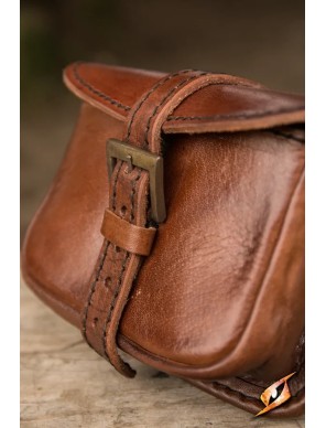 Sacoche médiévale Warrior Petit en cuir marron