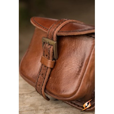 Sacoche médiévale Warrior Petit en cuir marron