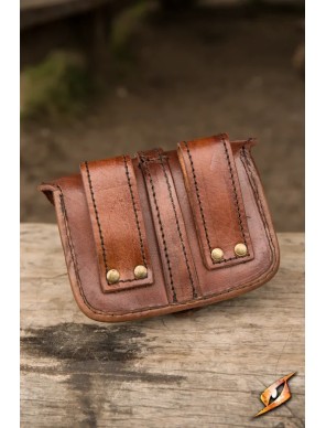 Sacoche médiévale Warrior Petit en cuir marron