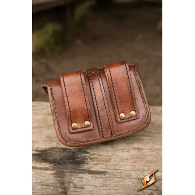 Sacoche médiévale Warrior Petit en cuir marron