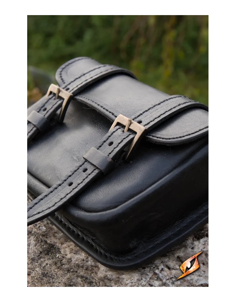 Sacoche médiévale Warrior Grand en cuir noir