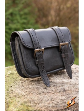 Sacoche médiévale Warrior Grand en cuir noir