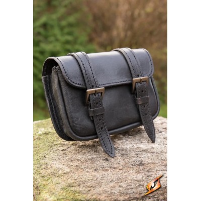 Sacoche médiévale Warrior Grand en cuir noir