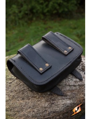 Sacoche médiévale Warrior Grand en cuir noir