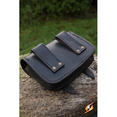 Sacoche médiévale Warrior Grand en cuir noir