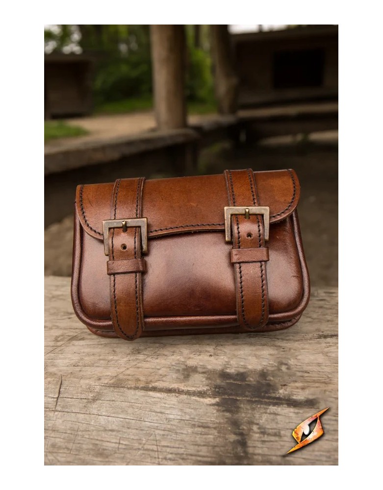 Sacoche médiévale Warrior Grand en cuir marron