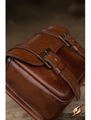 Sacoche médiévale Warrior Grand en cuir marron