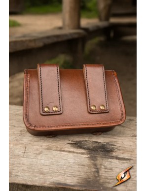 Sacoche médiévale Warrior Grand en cuir marron