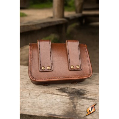 Sacoche médiévale Warrior Grand en cuir marron
