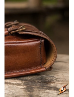 Sacoche médiévale Warrior Grand en cuir marron
