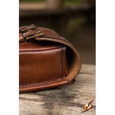 Sacoche médiévale Warrior Grand en cuir marron