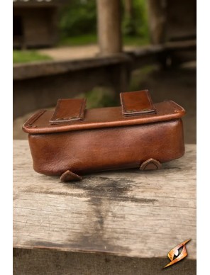 Sacoche médiévale Warrior Grand en cuir marron