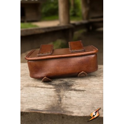 Sacoche médiévale Warrior Grand en cuir marron