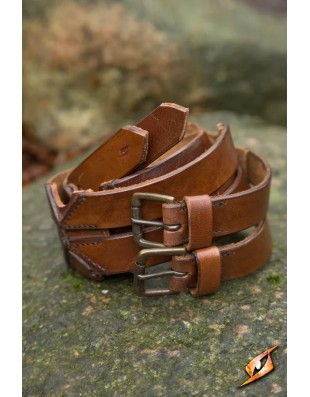 Ceinture médiévale Twin Belt en cuir marron