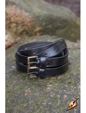 Ceinture médiévale Twin Belt en cuir noir
