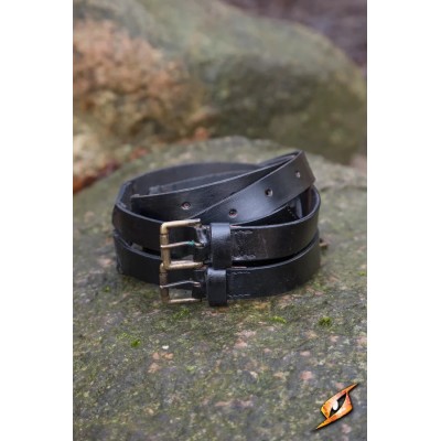 Ceinture médiévale Twin Belt en cuir noir