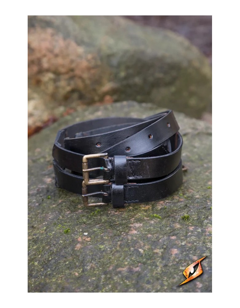 Ceinture médiévale Twin Belt en cuir noir