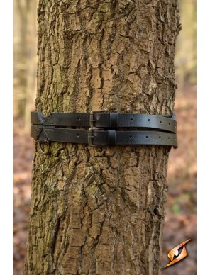 Ceinture médiévale Twin Belt en cuir noir