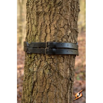 Ceinture médiévale Twin Belt en cuir noir