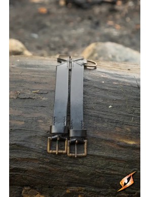 Ceinture médiévale Twin Belt en cuir noir
