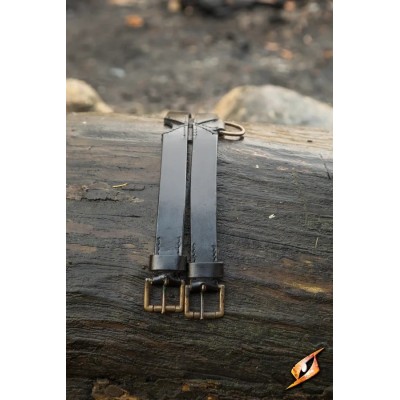 Ceinture médiévale Twin Belt en cuir noir