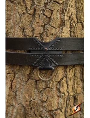 Ceinture médiévale Twin Belt en cuir noir