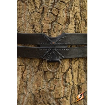 Ceinture médiévale Twin Belt en cuir noir