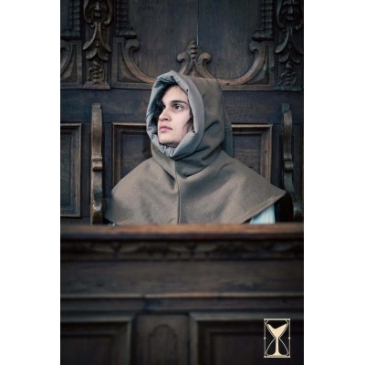 Capuche médiévale à liripipe en laine brossée Mixte